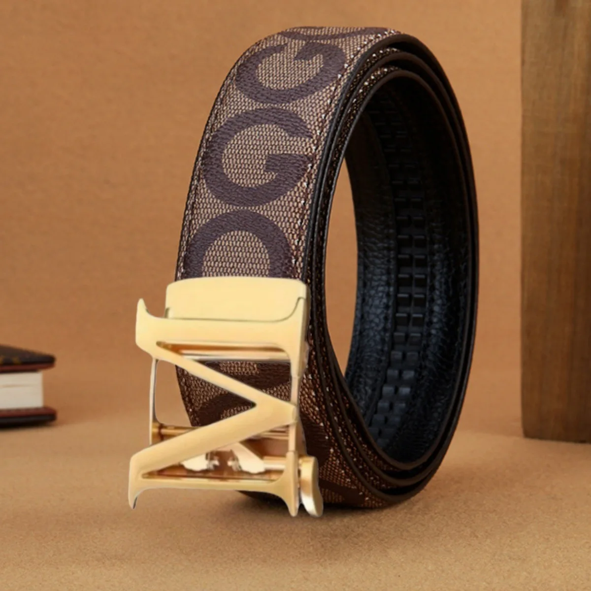 

Роскошный мужской ремень из натуральной кожи с автоматической пряжкой, модный деловой ремень, универсальный ремень для джинсов, универсальный мужской ремень