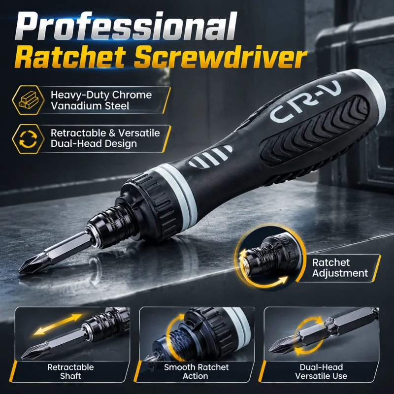 Ratchet Screwdriver Precision Wireless Cordless Magnetic Small Handle Portable Manual Hand Tools Kit for Home Household Repair