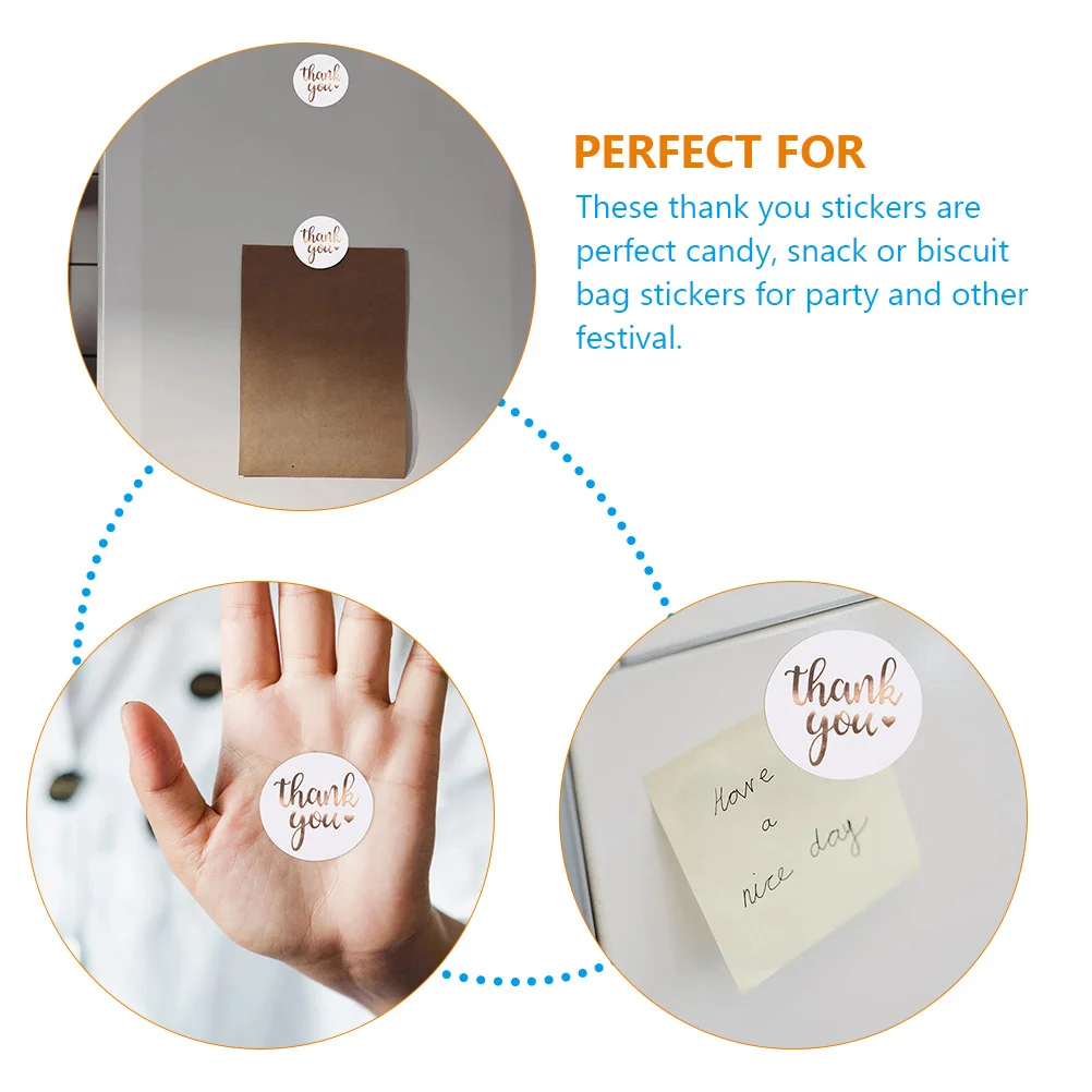 

3 Rolls Thank You Stickers Gold Foil Decorative Adhesive Seal Labels for Gift Cards Packaging Party Wedding Envelope