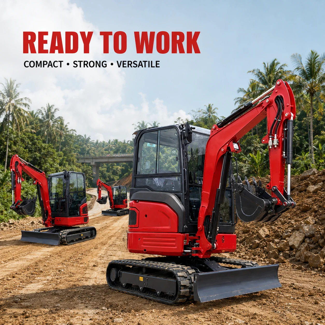 3.5 Ton Crawler Excavator 35E Compact Digging Machine with Front Dozer Blade for Sale