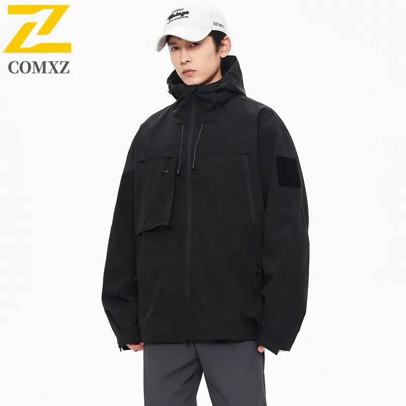 

COMXZ 2025 Мужская ветровка, куртка, техническая одежда, рабочая одежда с карманами, уличное водонепроницаемое осеннее повседневное пальто, модный уличный стиль
