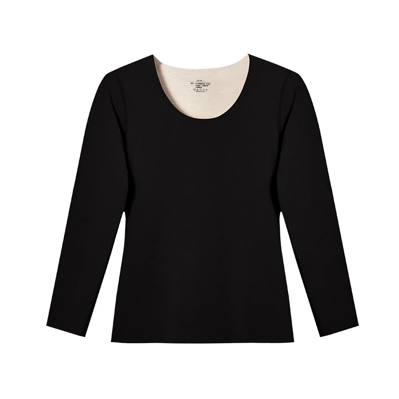 Damen-Thermounterwäsche, nahtlose Innenbekleidung, mit Fleece gefütterte und verdickte Basisschicht für Herbst und Winter, einteiliges Woll-Thermooberteil für Damen