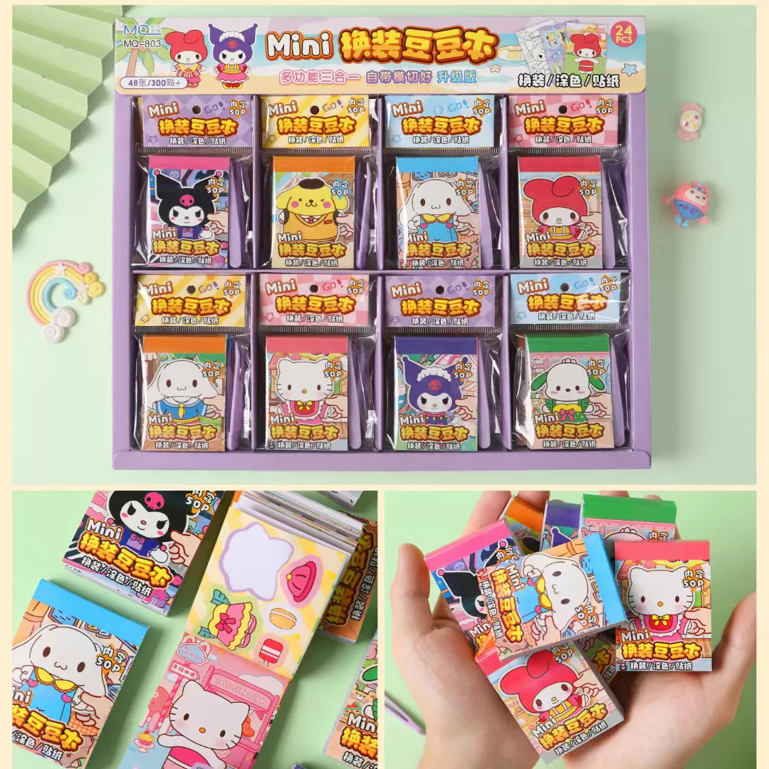 24 قطعة سانريو بالجملة من الذهب ختم ملصقات مربعة للأطفال الكرتون طالب القرطاسية مجموعات ملصقات لوحات جوائز Et