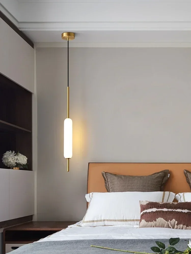 الحديثة الحد الأدنى الشمال مزدوجة رئيس غرفة نوم السرير قلادة أضواء مصباح زجاجي معدني لغرفة الطعام بار الممر الدرج