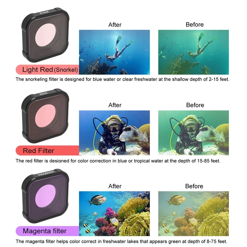 JSR UV CPL ND Filter for GoPro Hero 13 12 11 10 9 Black Red Color Filters Kit Go Pro Polarized Camera Lens Accessories