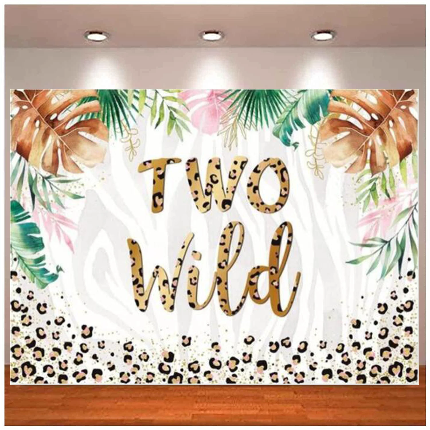 

Two Wild Photography Backdrop For Girls 2nd Birthday Party Decoration Leopard Theme Floral Jungle Photo Background Props