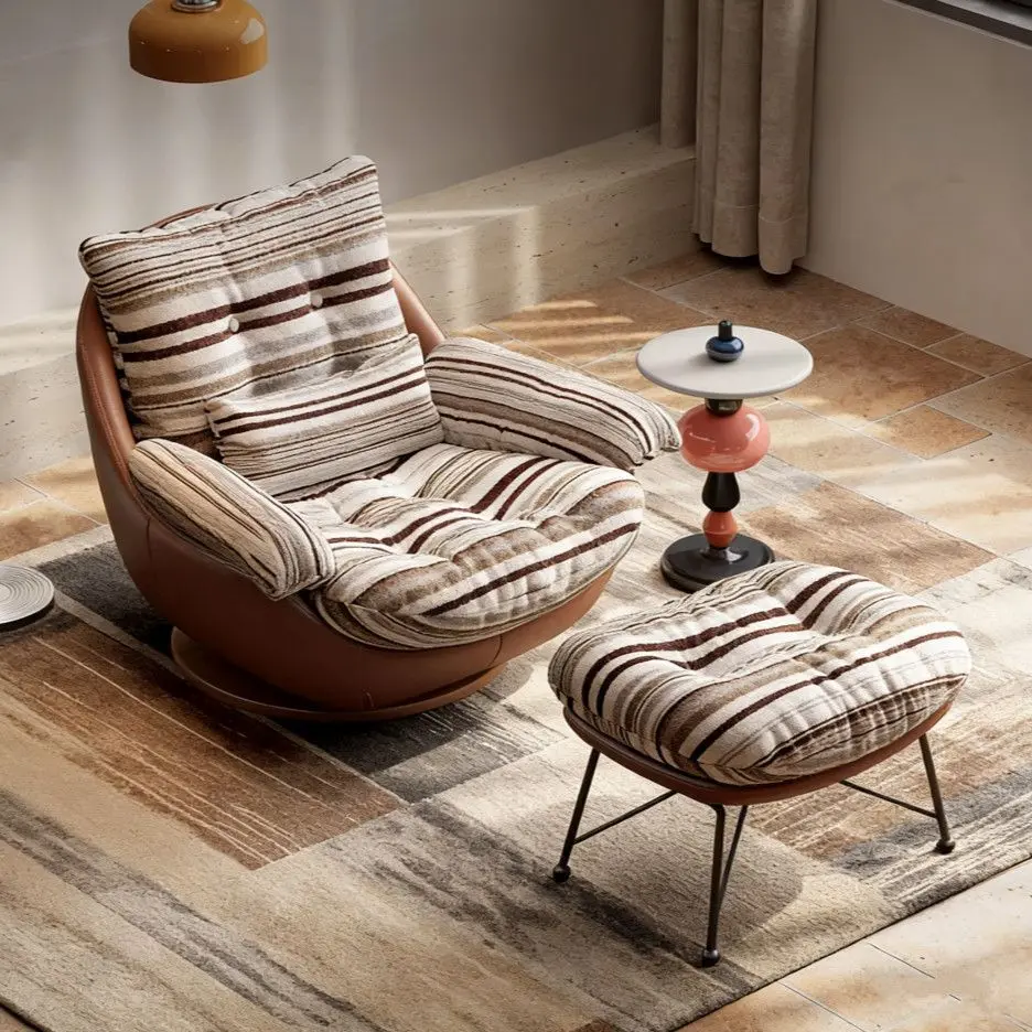 Sofa chair living room balcony household light luxury high-end nest chair fabric single rotating lazy leisure chair
