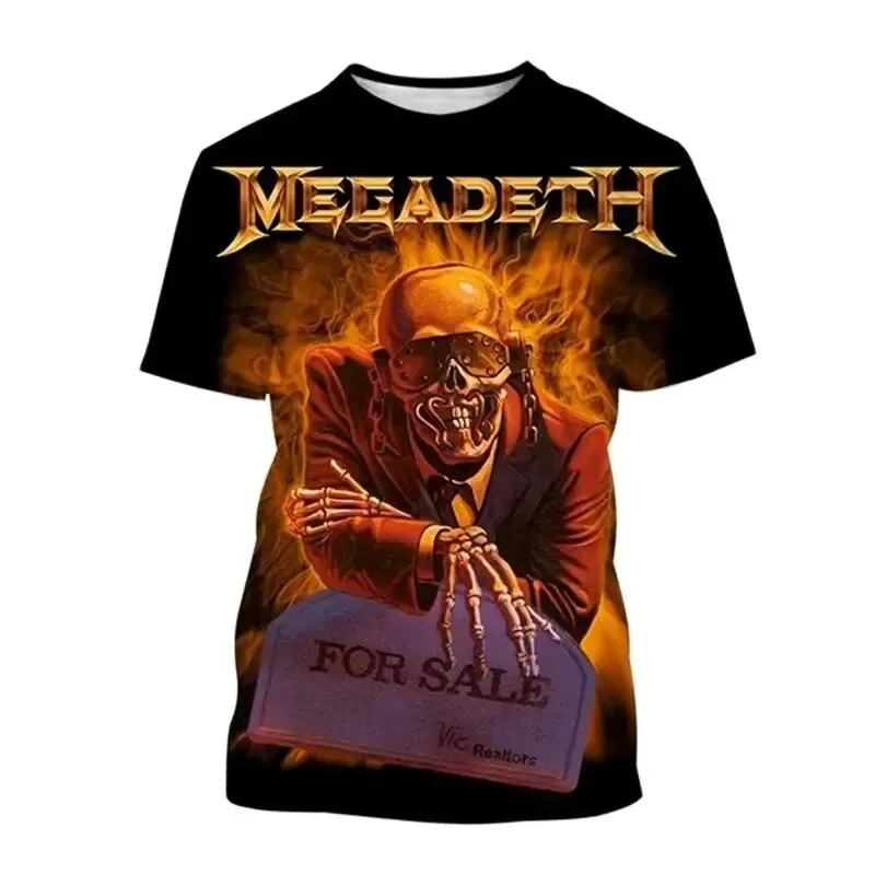 Hip Hop Trendy Style T-shirt Megadeth 3D Printed Fashion Men\'s and Women\'s Casual Cool T-shirt Retro Children\'s Sports T-shirt