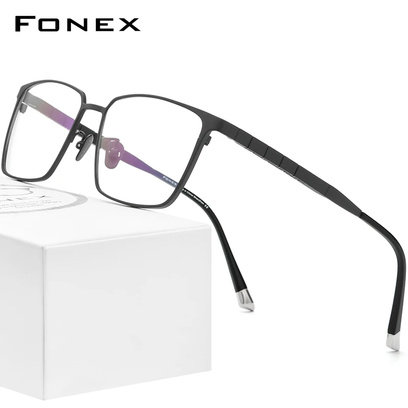 FONEX Pure Titanium Glasses Frame Men 2021 New Male Classic Eyeglasses Frame Full Rim Square Eyewear F85658