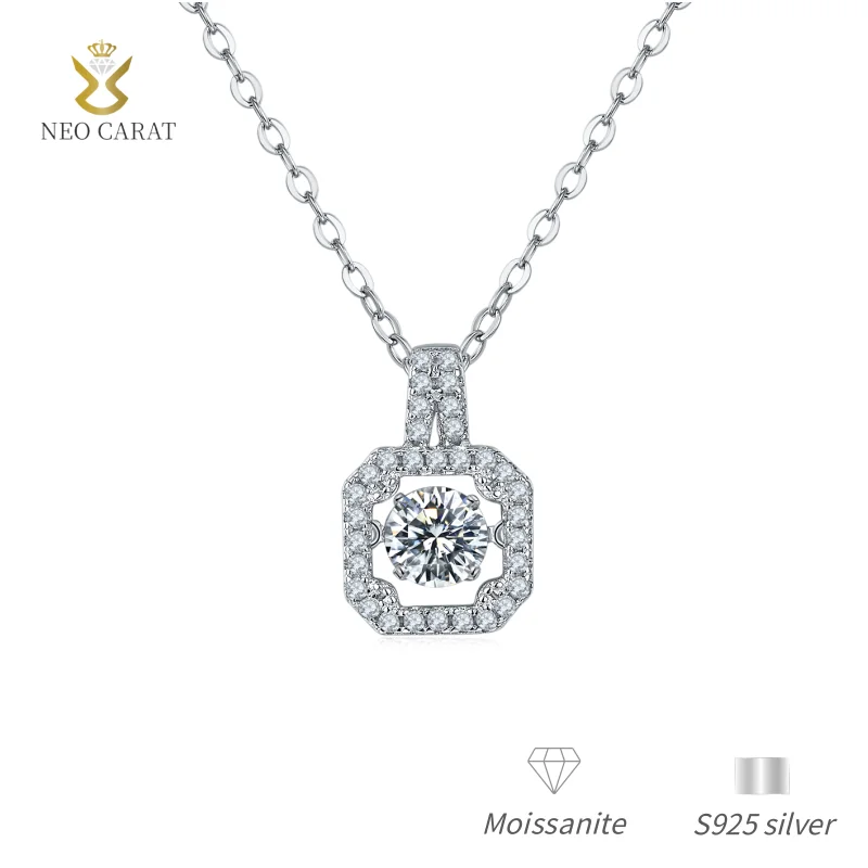 

S925 Silver Plated K White Gold Moissanite Women's Necklace 0.5ct D-Grade Square Princess Cut Romantic Atmosphere Fine Jewelry