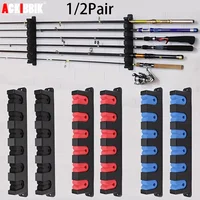 Estante para caña de pescar Horizontal y Vertical, estantes para caña de pescar adecuados para barco, garaje, almacenamiento de caña de pescar montado en la pared de 6 polos