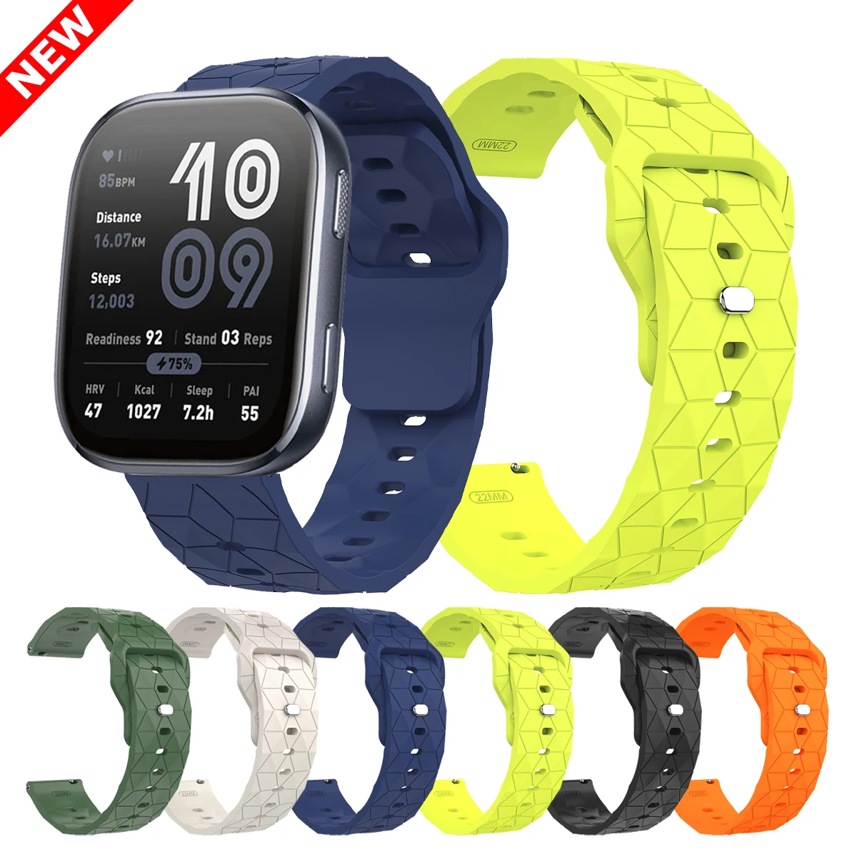 22mm Uhrenarmband für Huami Amazfit BALANCE 2/GTR 4 3Pro 2e Silikonband für Amazfit Stratos 3 2s/Bip 6 5 Correa Sport Armband