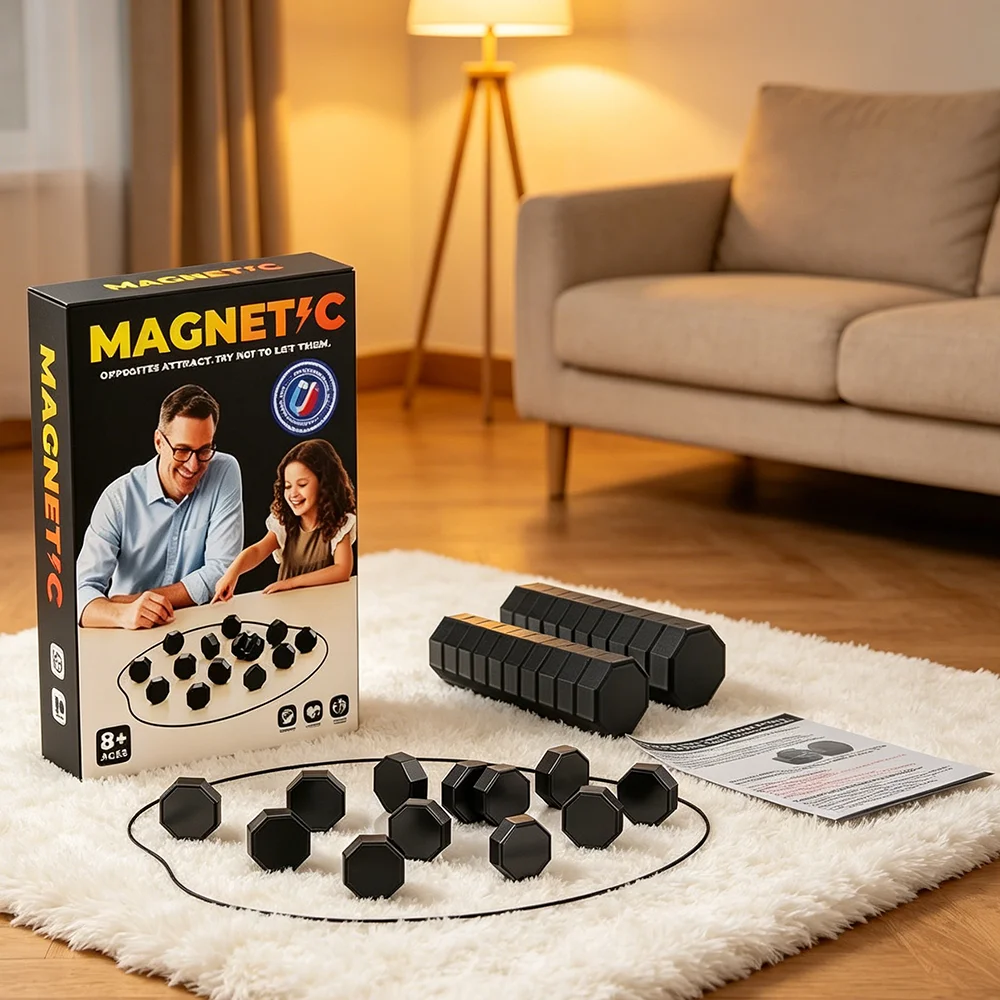 

Party Games Magnetic Stones Game Interactive Magnet Board Strategy Family Kids Adults Portable Magnetic Stones Play Set 3.5cm