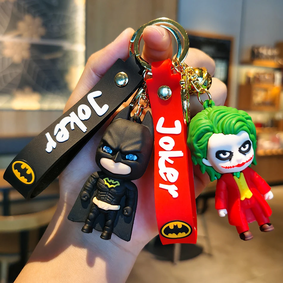 Porte-clés de poupée avec Image de dessin animé Marvel Batman Joker, mignon, série Halloween, pendentif, ornements, bijoux cadeaux pour amis