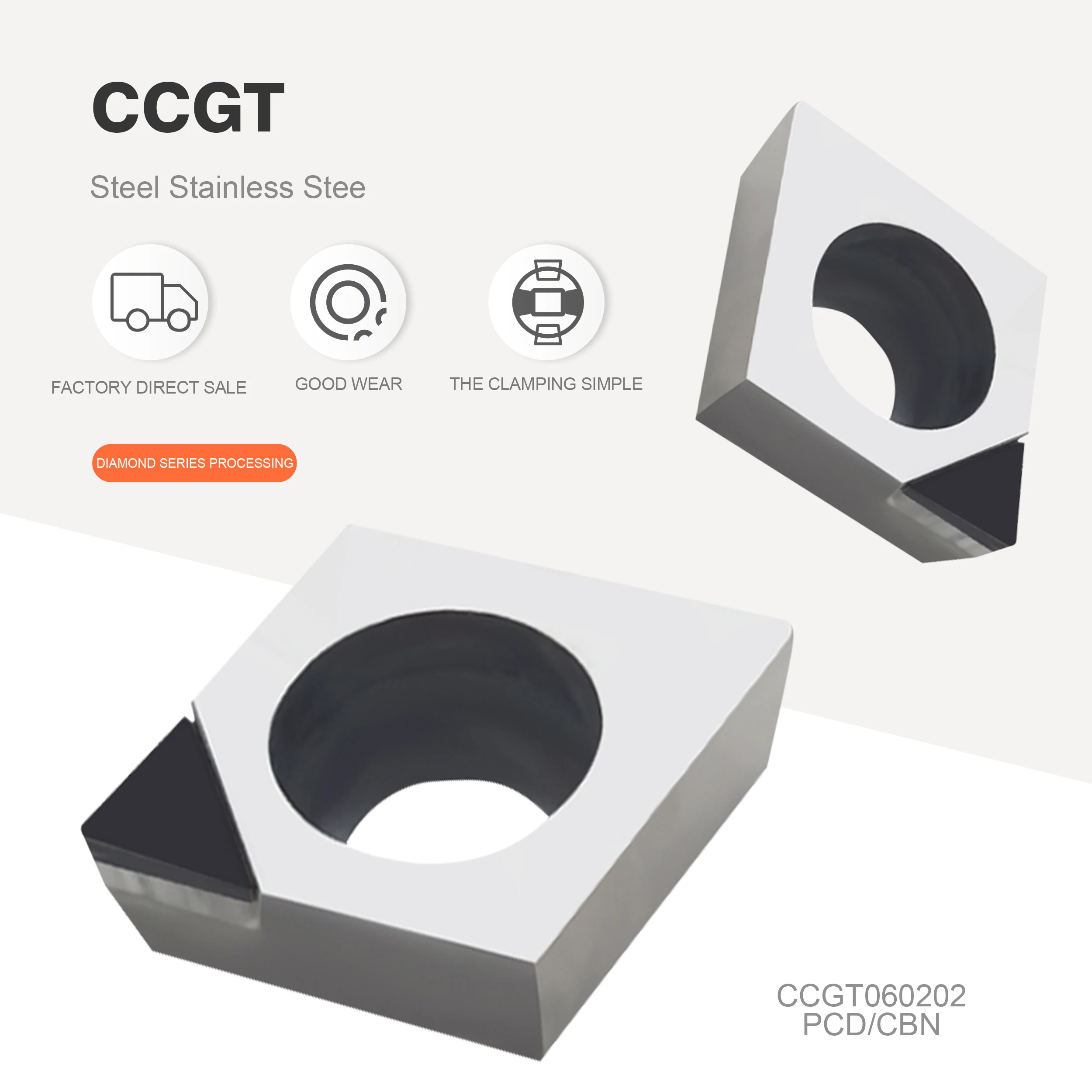 

2Pcs CCGT060202 CCGT060204 CCGT09T302 CCGT09T304 CCGT09T308 PCD CBN Diamond Inserts Blade Internal Turning Tool Lathe Tool CNC