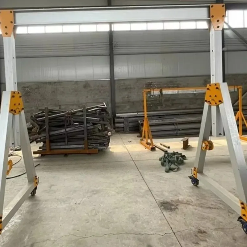 Compact Aluminum Gantry Crane Adjustable Structure Lockable Transport Wheels Storage Stable For Warehouses Raw Material Hoisting