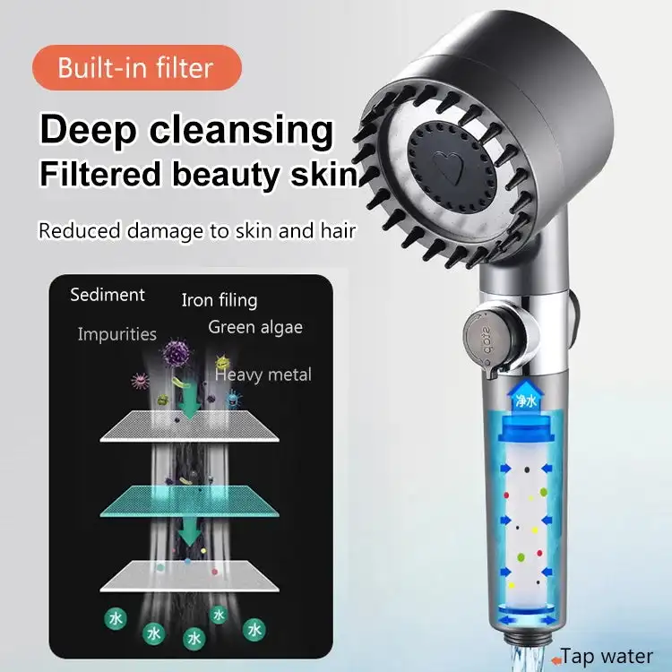 Massage And Skin Beauty Multifunctional Shower Head 3mode High Pressure Water Saving Rainfall Showerhead Bathroom Accessories