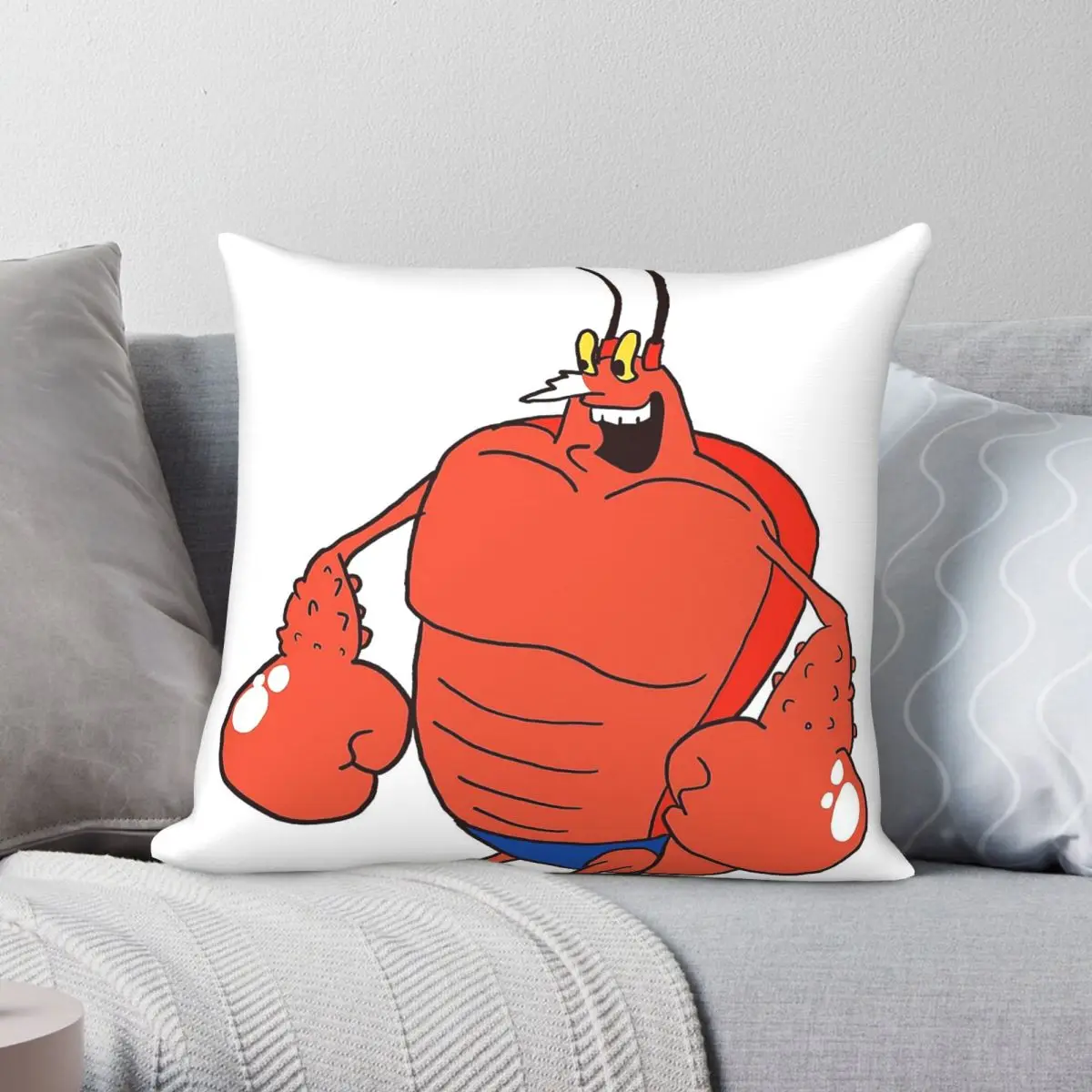 Larry The Lobster Square Pillowcase Polyester Linen Velvet Printed Zip Decorative Pillow Case Home Cushion Cover 45x45