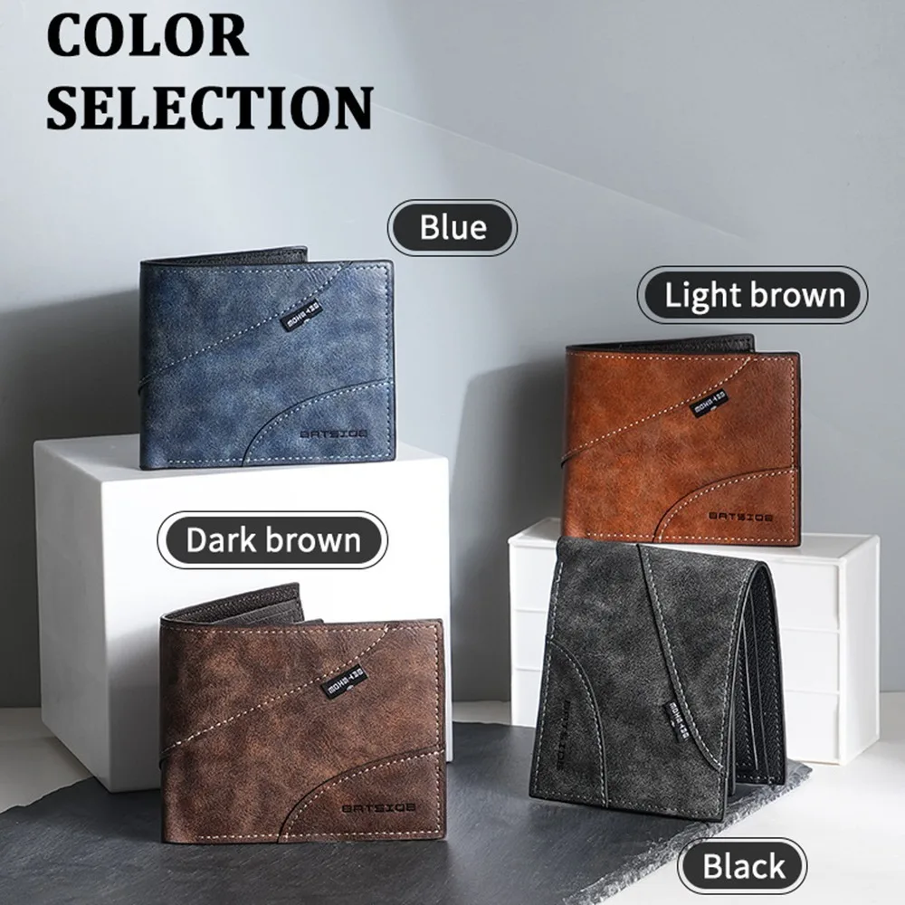 ポータブル Pu レザーメンズ財布大容量多機能ショートカードバッグスクエア高級ビジネス財布男性