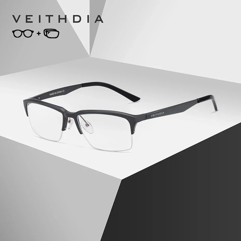 VEITHDIA Anti Blue Ray Custom Progressive Prescription Reading Glasses Photochromic Myopia Eyewearglasses For Men Women P8727