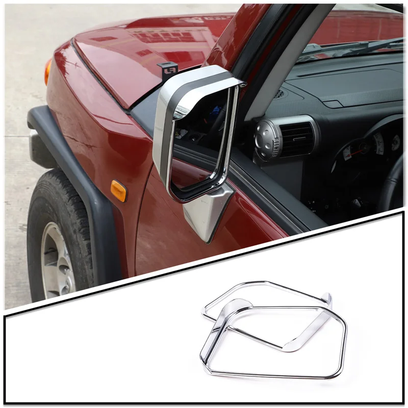 

ABS Bright Silver Rearview Mirror Rain Eyebrow Frame Decoration Cover For 2007-2021 Toyota FJ Cruiser Auto Exterior Accessories