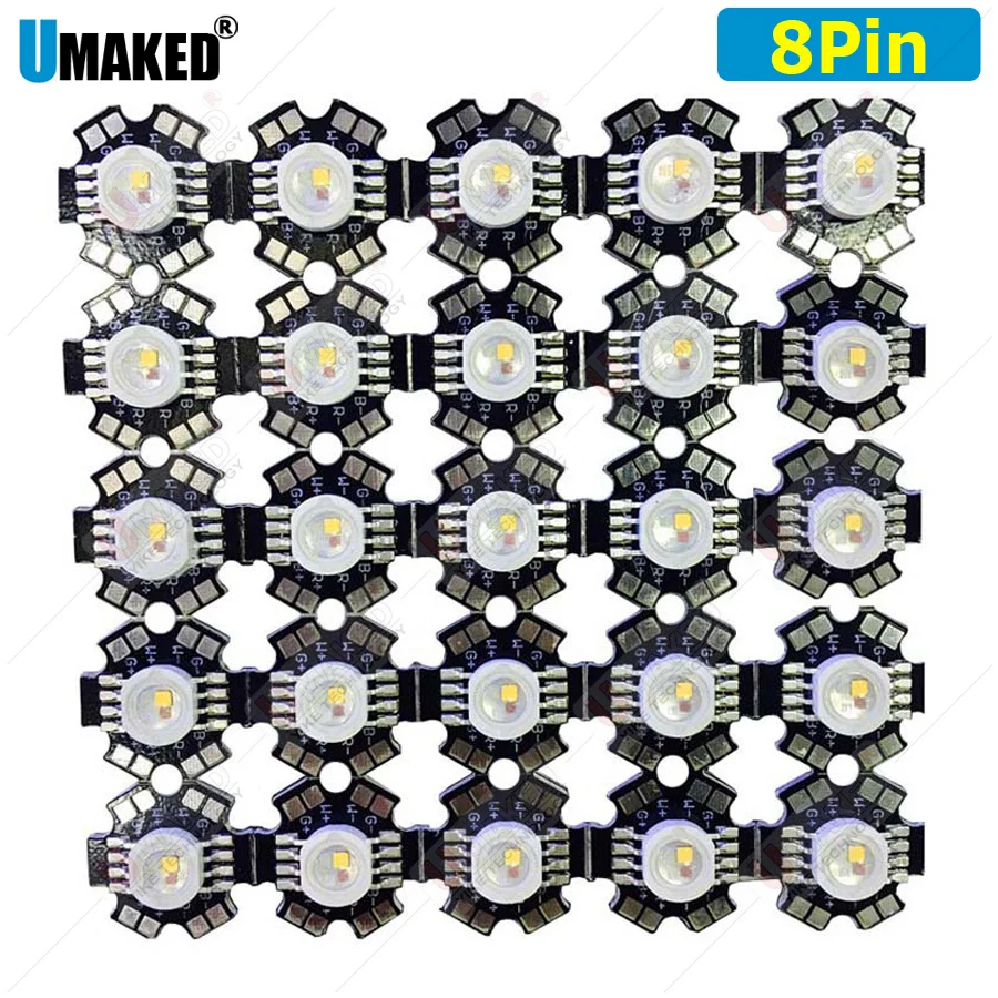 25pcs 1W 3W High Power beads Full spectrum RGB RGBW Single color With 20mm White & Black Star PCB aluminum plate source diy bulb