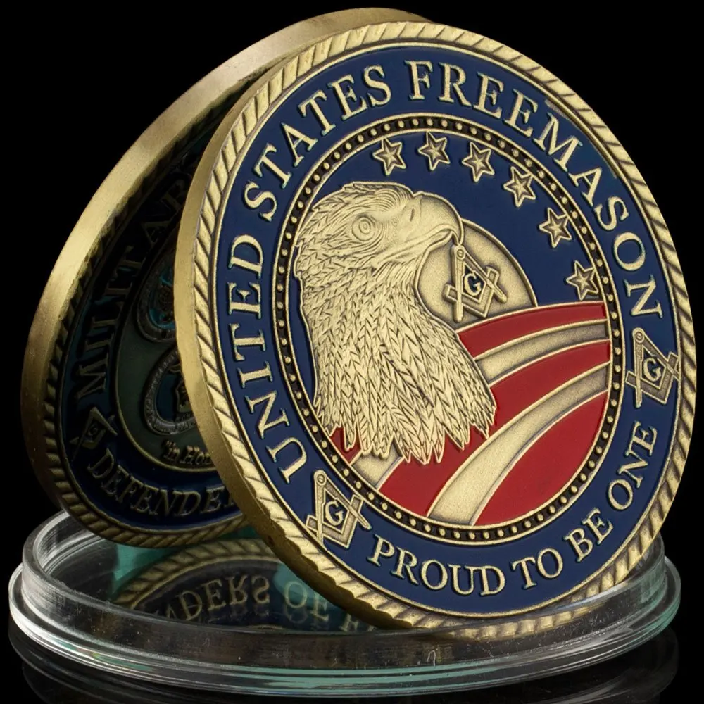 United States Freemason Souvenir Coin Military Freemason Defenders of FreemasonCollectible Gift Golden Plated Commemorative Coin