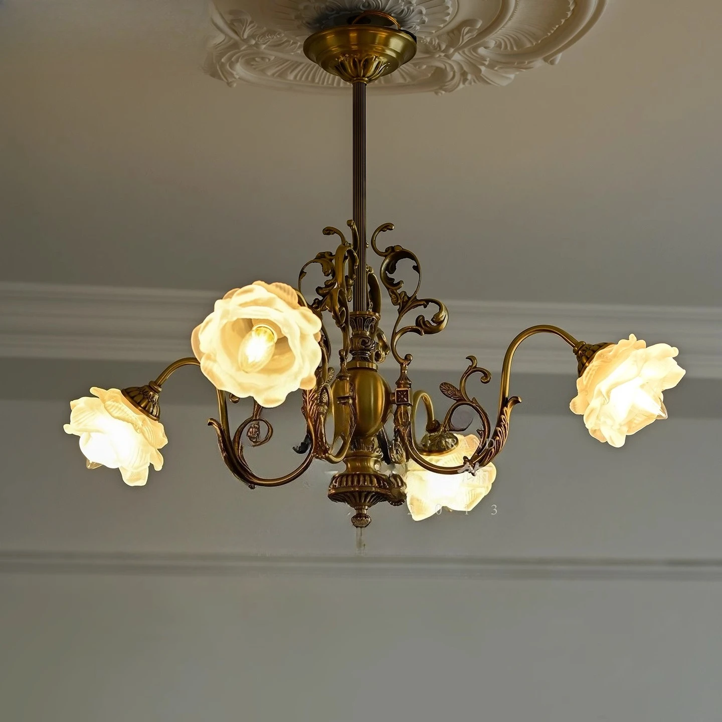 Lâmpada rococó antiga para sala de jantar, lustre retrô barroco para sala de estar e quarto