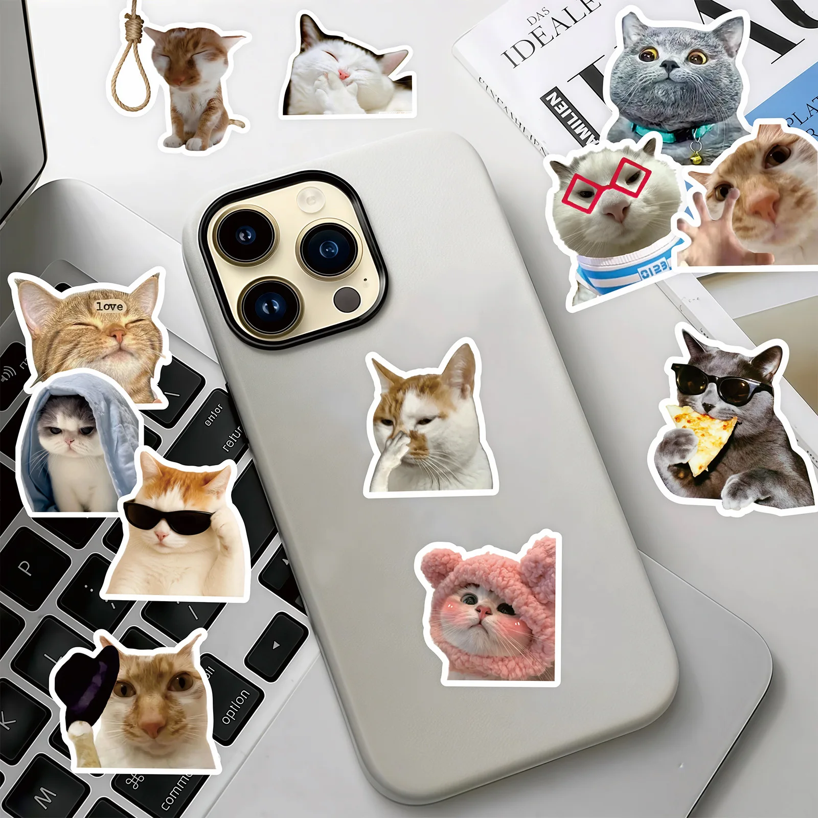 100 pçs engraçado bonito gato meme animais adesivos kawaii decalques scrapbooking notebook bagagem portátil skate adesivo brinquedo