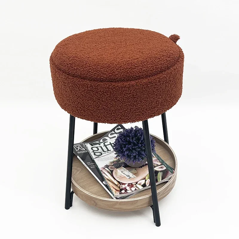 

Living Room Bedroom Footstool Velvet Storage Ottoman Stools With Storage Round Footrest Stool With Tray