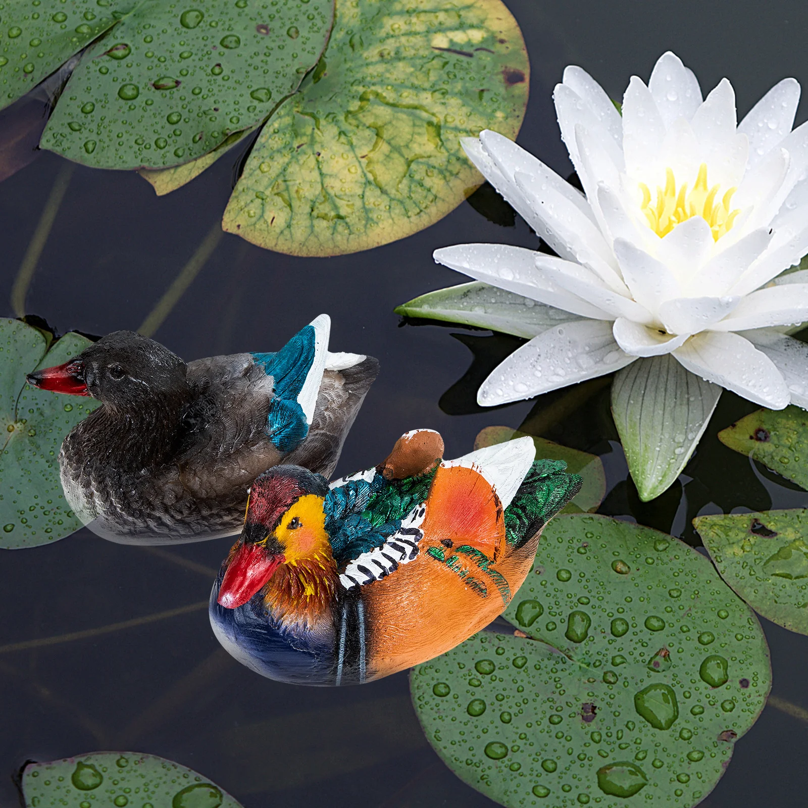 

Pond Floating Animal Ornament Decor Figurine Simulation Fountain Craft Resin Statue Duck