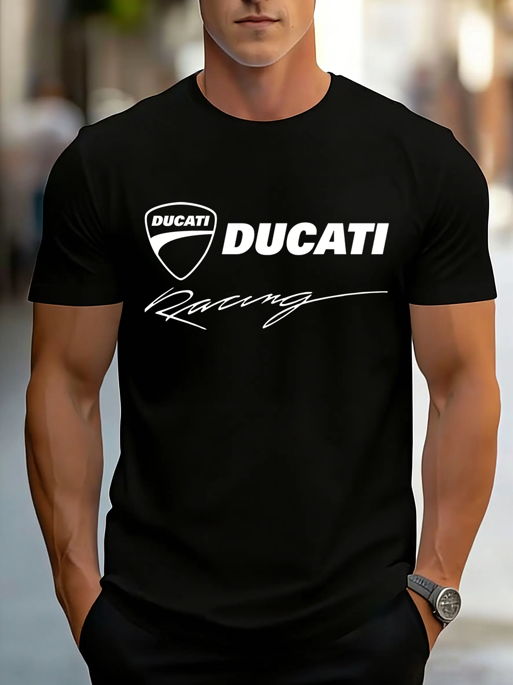 Ducati Panigale Italy Graphic Men Short Sleeve T-shirt Casual Crew Neck Sports Tee Classic Motorcycle Enthusiast Daily Wear Top view 6