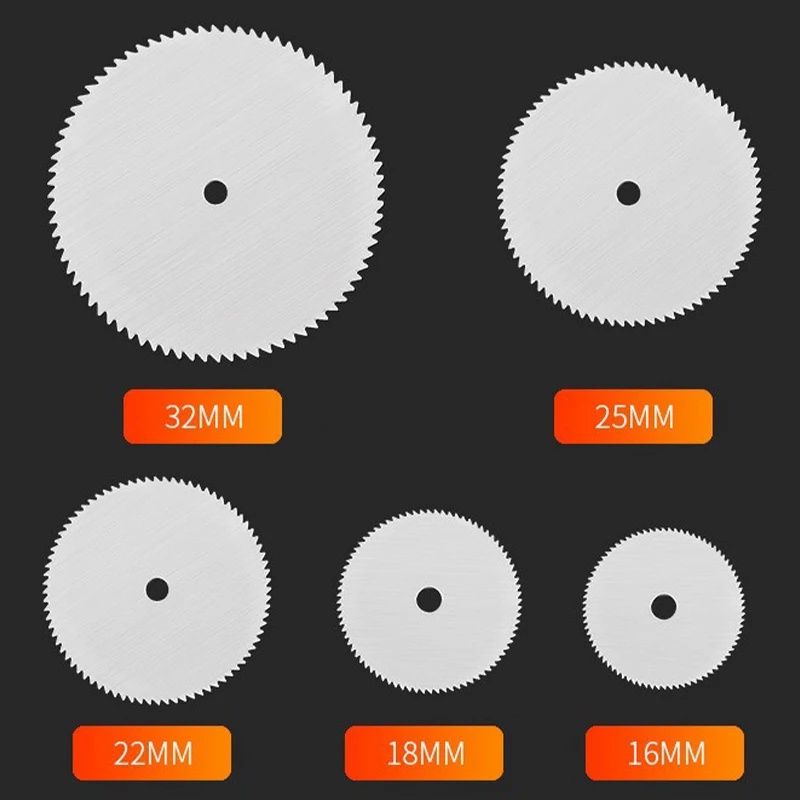 6pcs Stainless Steel Slice Metal Cutting Disc Set With 1 Mandrel for Dremel Rotary Tools 16 18 22 25 32 mm Wood Saw Blade Disc