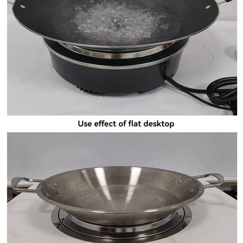 Poêle à induction concave ronde, cuisinière à induction pour poulet, poêle à bois de chauffage pour dinde, marmite en fer, poêle à batterie intégrée