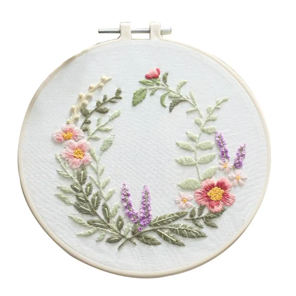 Flower Embroidery Kit Stitch Hoop Threads Pattern DIY Kits