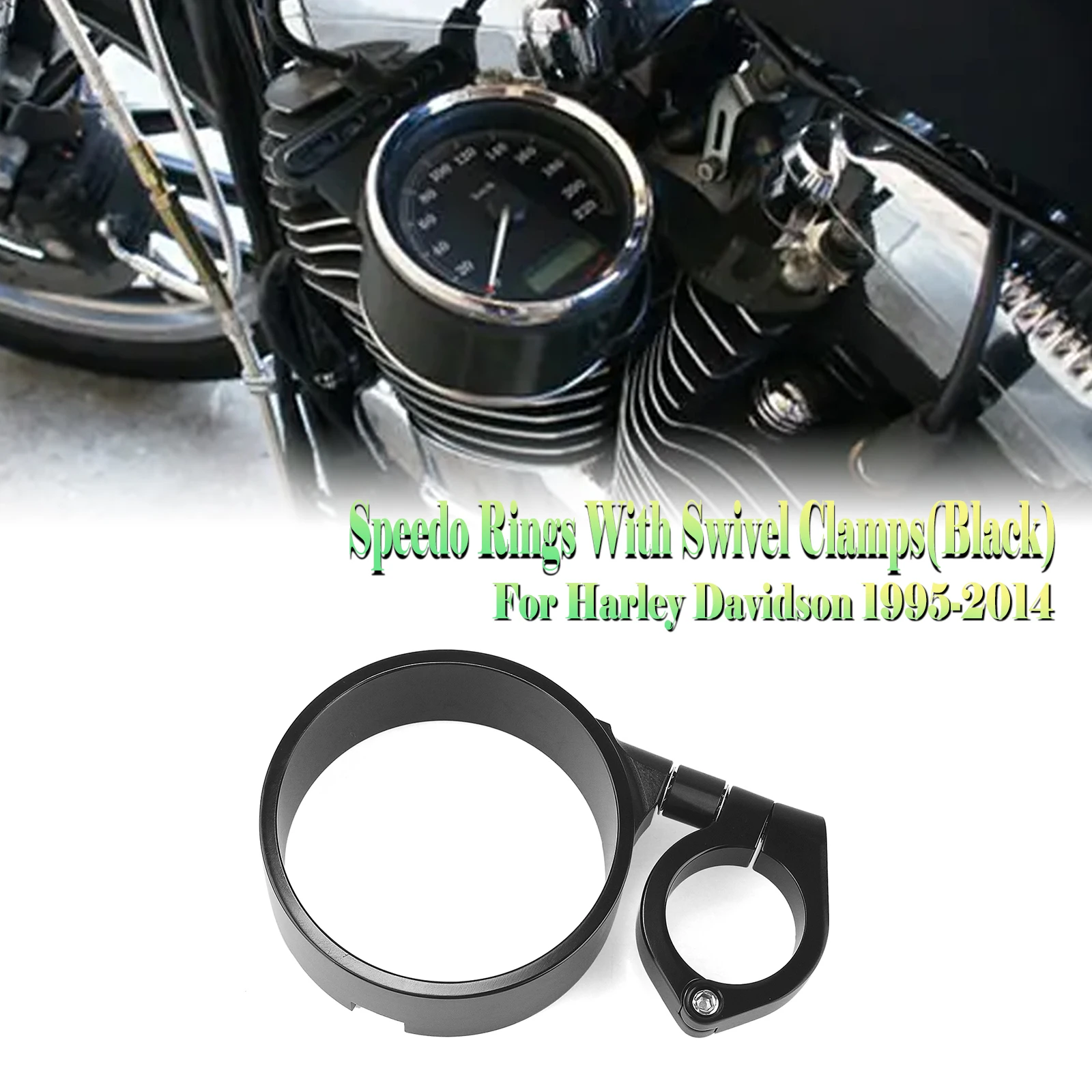 

For Harley Davidson 1995-2014 Motorcycle Front Speed Speedometer Ring With Swivel Clamps Cover Frame