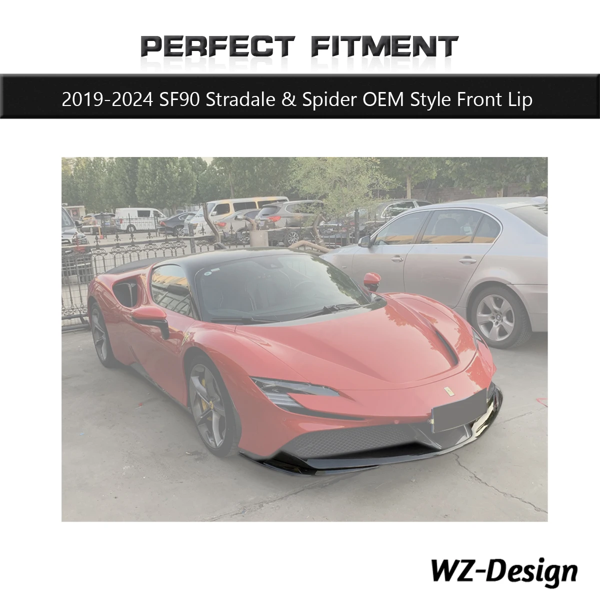 

Dry Carbon OEM Style Front Lip Fit For 2019-2024 SF90 Stradale Spider Front Bumper Aero Spoiler Kit