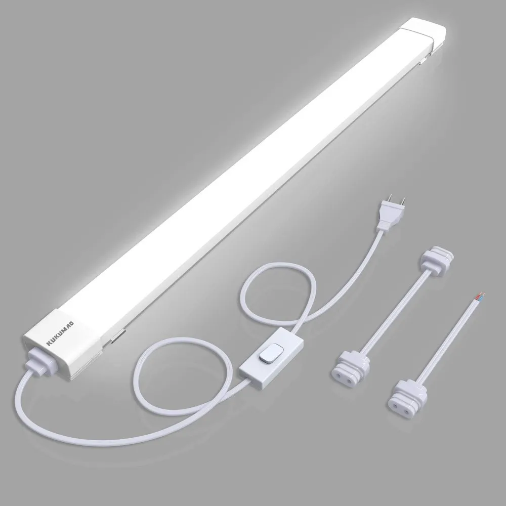 Utility LED Shop Lights Fixture with Plug 4FT 5000K 36W 3600LM Linkable Waterproof LED Closet Light Under Cabinet Light Ceiling