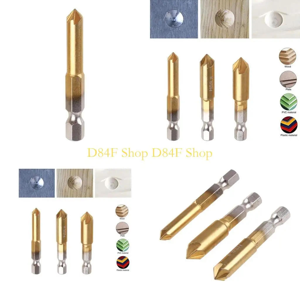

D84F Countersink Bit Bit Set HSS Countersink Bit Bit Set Shank HSS Countbore Counter Searmer Countersink Счетчик часы