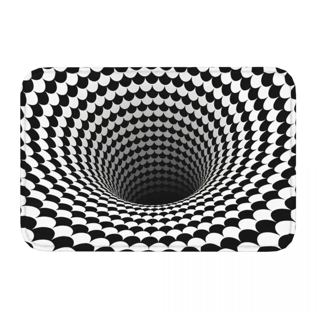 Optical Illusion Anti-Slip Doormat Mat Black And White Scales Houndstooth Black Hole Vortex Balcony Carpet Door Rug Indoor Decor