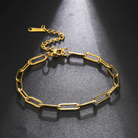 Simple Fashion Stainless Steel Gold Silver Color Bracelet Paper Clip Chain Bracelet for Women Men Christmas Gift