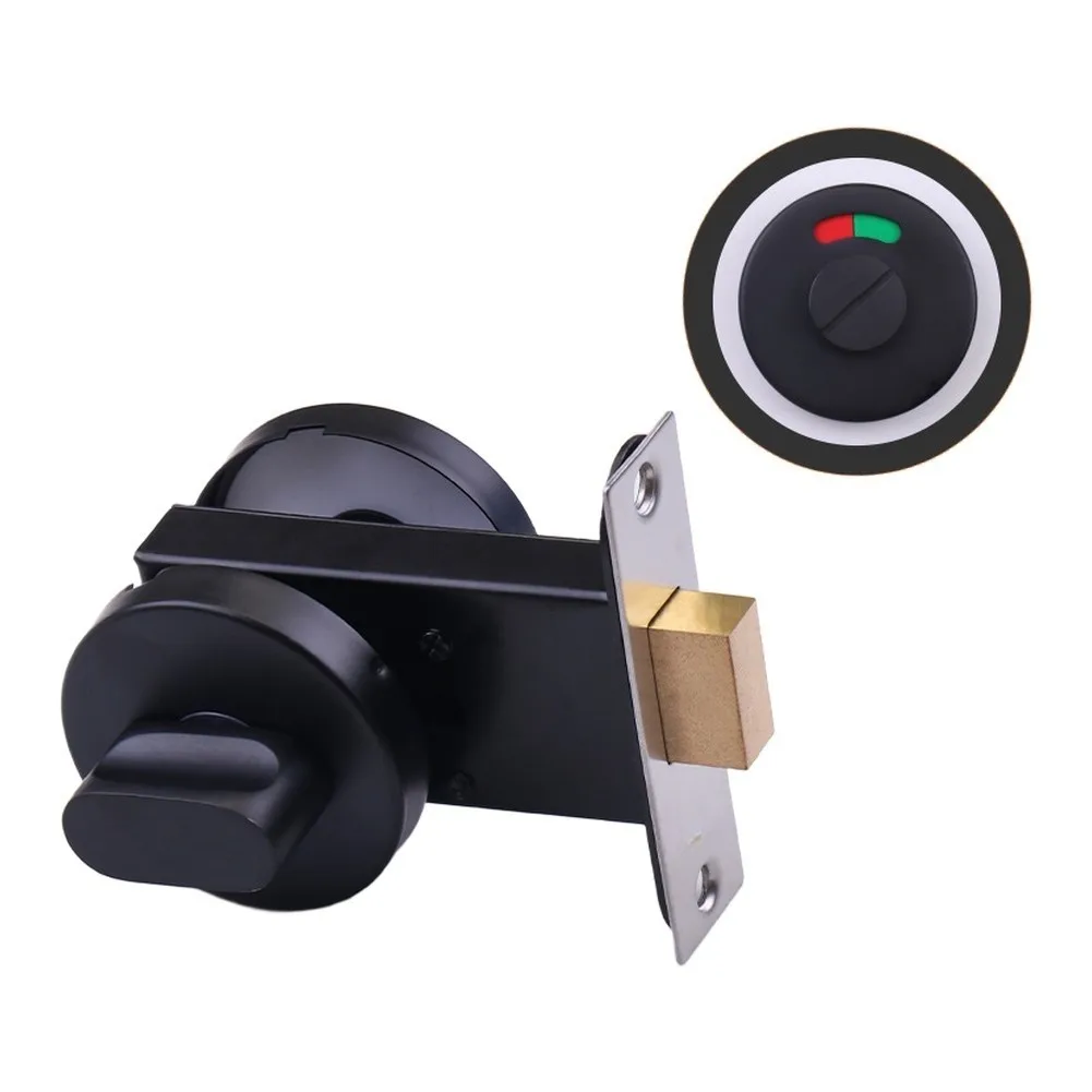 Stainless Steel Indicator Lock Black Bathroom Door Lock For Shower Room Public Restroom Changing Room Partition Hardware