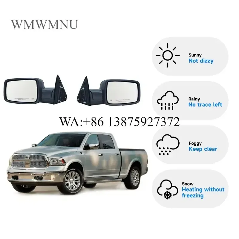 Wmwmnu Heated Rear View Mirror 7 Pin 5 Pin Backup Mirror for RAM 1500 2008-2018