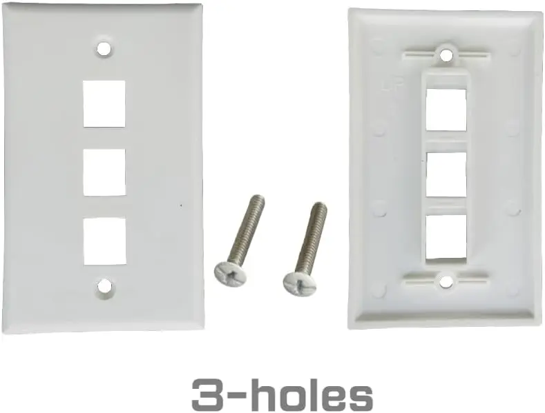 Placa de pared Keystone de 3 puertos (paquete de 10), placas de pared de una sola banda para conector Keystone RJ45 e insertos modulares, blanco