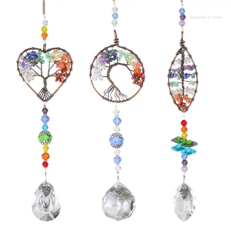 คริสตัลต้นไม้ชีวิต Suncatchers หน้าต่างรถแขวนผนังเครื่องประดับสำหรับ Home Garden