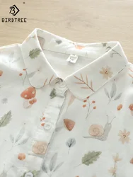 Nueva camisa de algodón de otoño para mujer, blusas bonitas con estampado de oficina para mujer, blusas dulces informales holgadas de manga larga para chica, primavera 2024 419102 QM