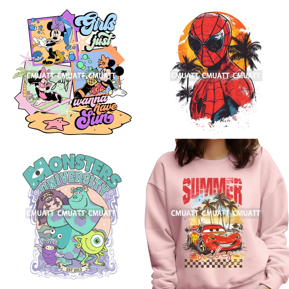 

Retro SeaShells Coquette Summer Salty Vibes Beach Bum Cartoon Character Iron On DTF Transfers Stickers Ready To Press Clothes