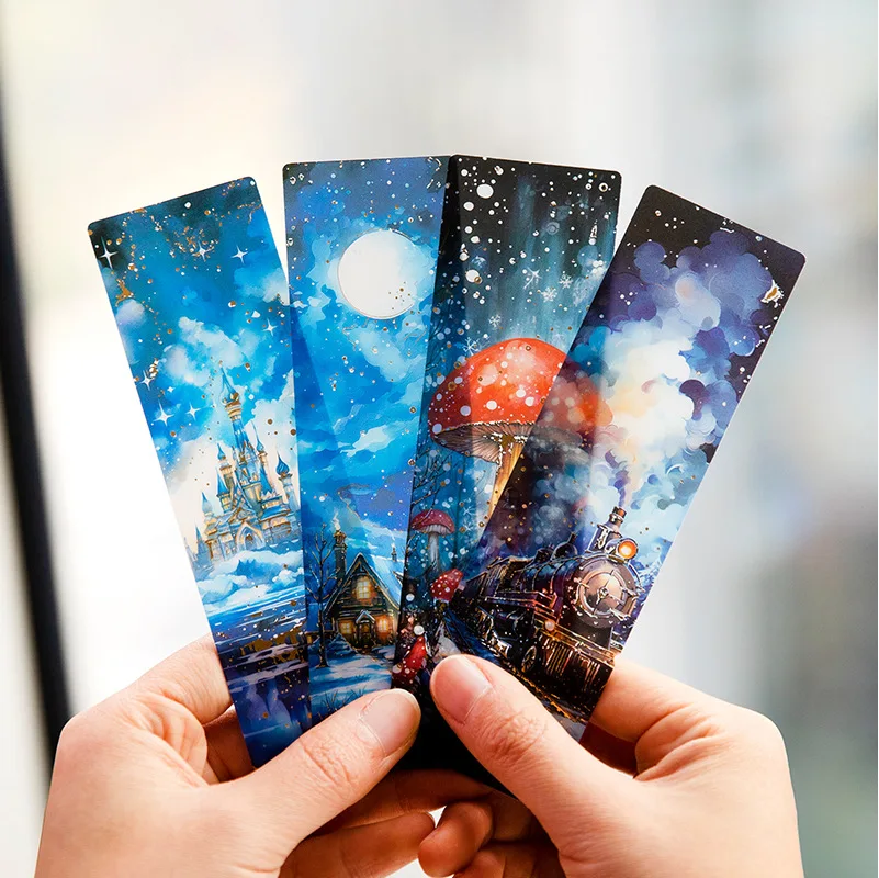 10pcs/pack PP Bookmarks A Snowy Night Fantasy Book Cards Dreamlike Scenery Ins Style