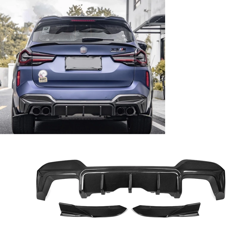 For BMW X3M F97 Dry Carbon Fiber SQ Style Rear Bumper Diffuser Front Lip Splitter For BMW X3M F97 2019-UP X3M F97 Diffuser