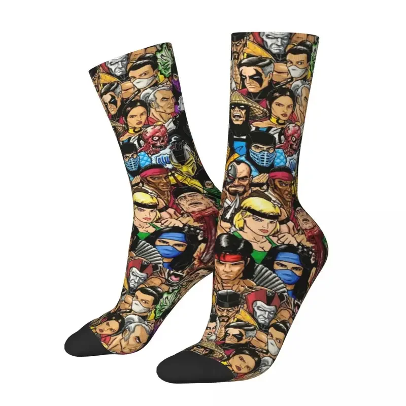 

Y2K Autumn Winter Crazy Design Unisex Mortal Kombat Retro Fighting Arcade Game Sub Zero Scorpion Mk11 Non-Slip Football Socks